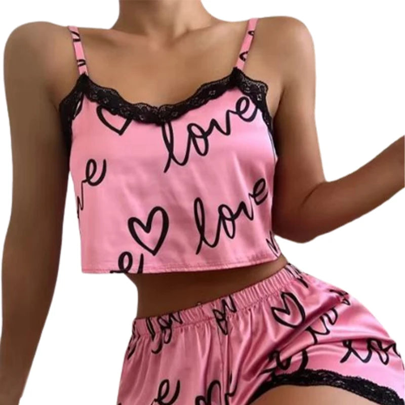 Women's Printed Pajama Shorts Set