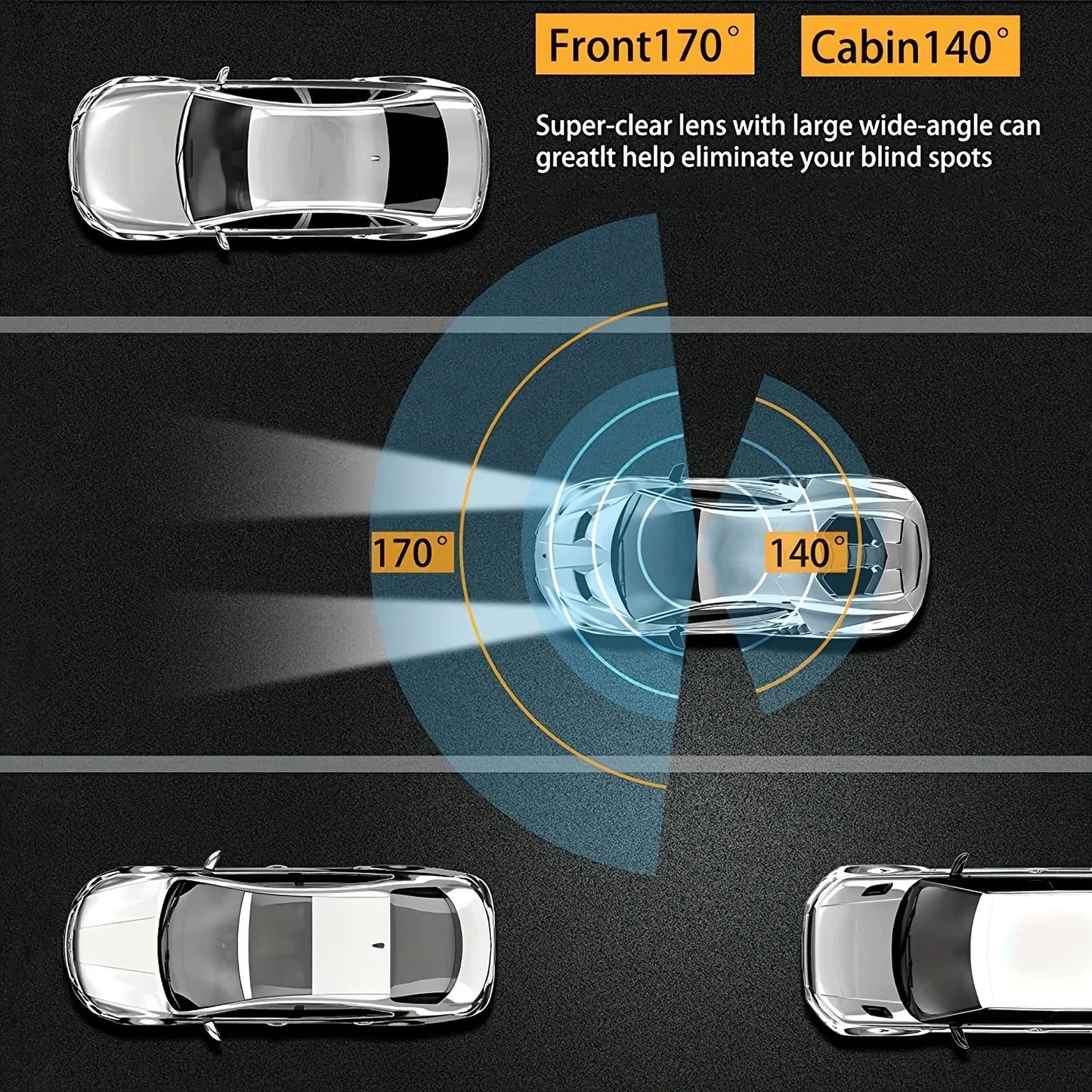 1080P WiFi Dual Camera Dash Cam - Front & Inside