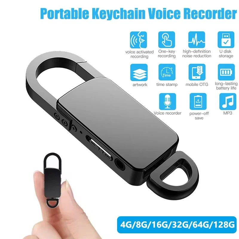 128GB Mini Digital Recorder Keychain