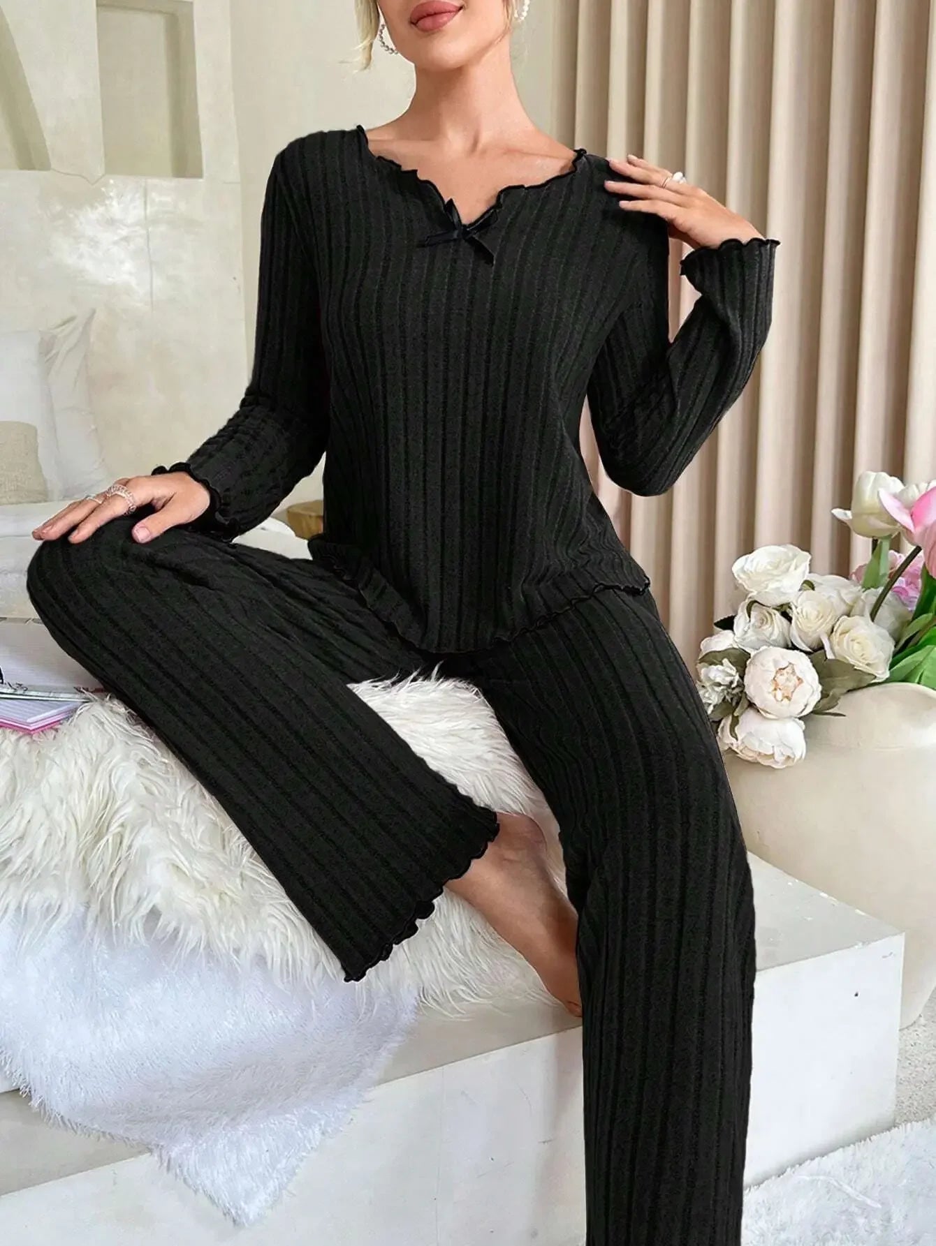 Women's Ribbed Pajama Set