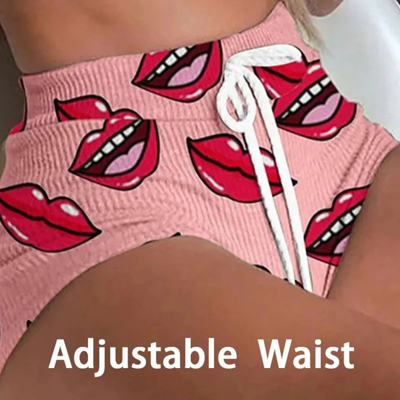 Sexy Pyjama-Set mit Lippen-Print