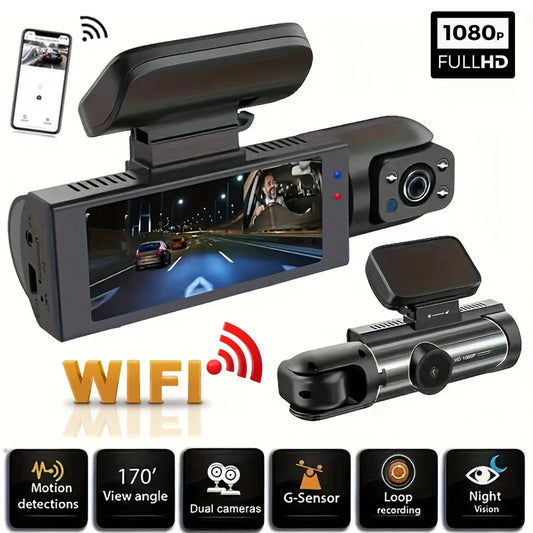 1080P WiFi Dual Camera Dash Cam - Front & Inside