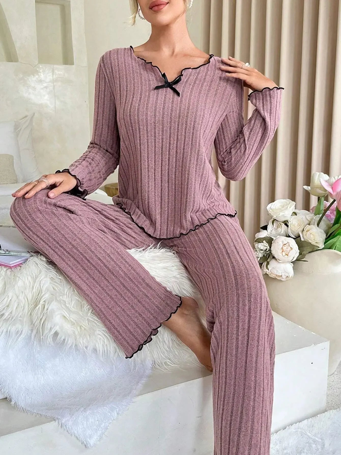 Women's Ribbed Pajama Set