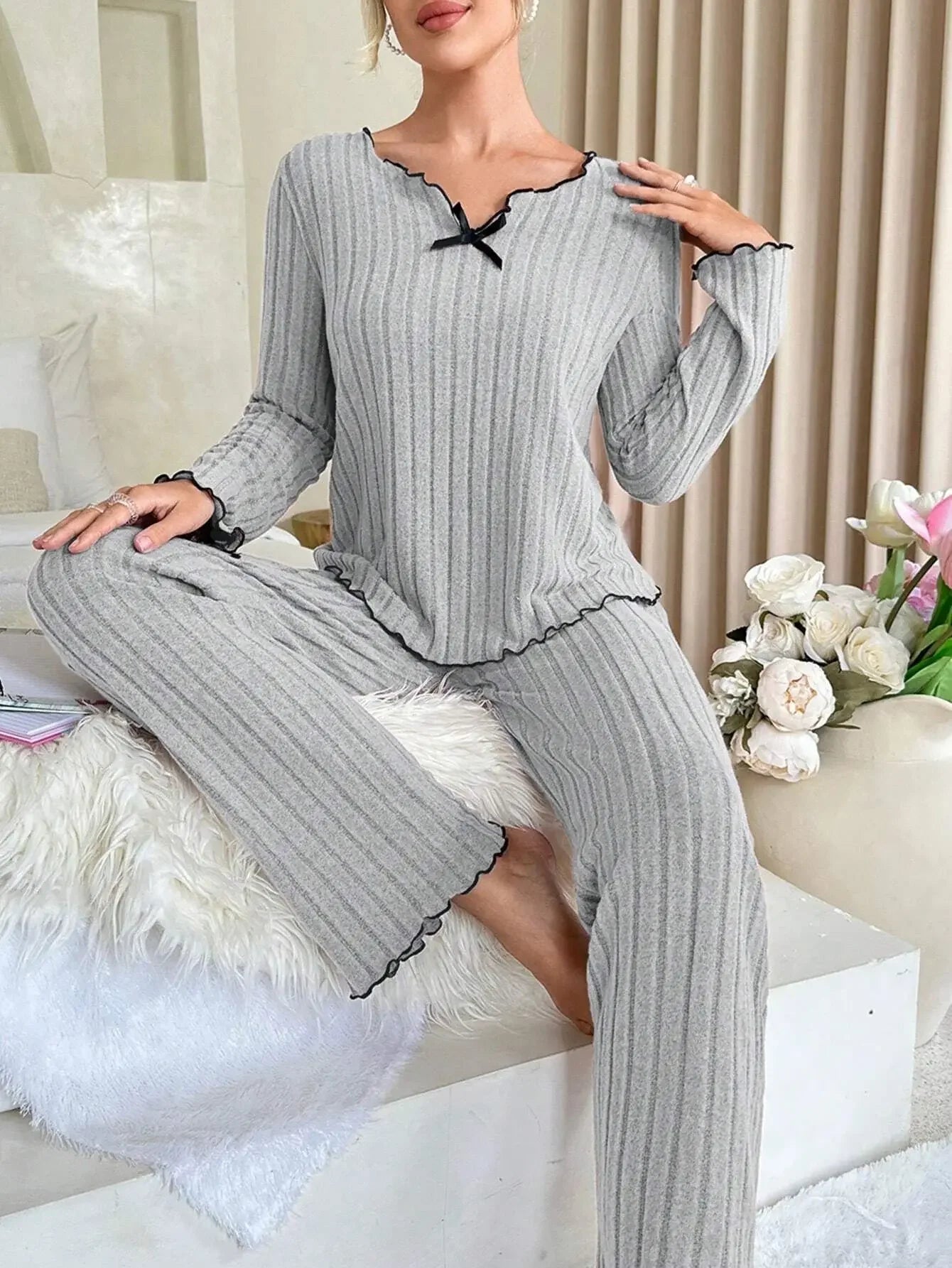 Women's Ribbed Pajama Set