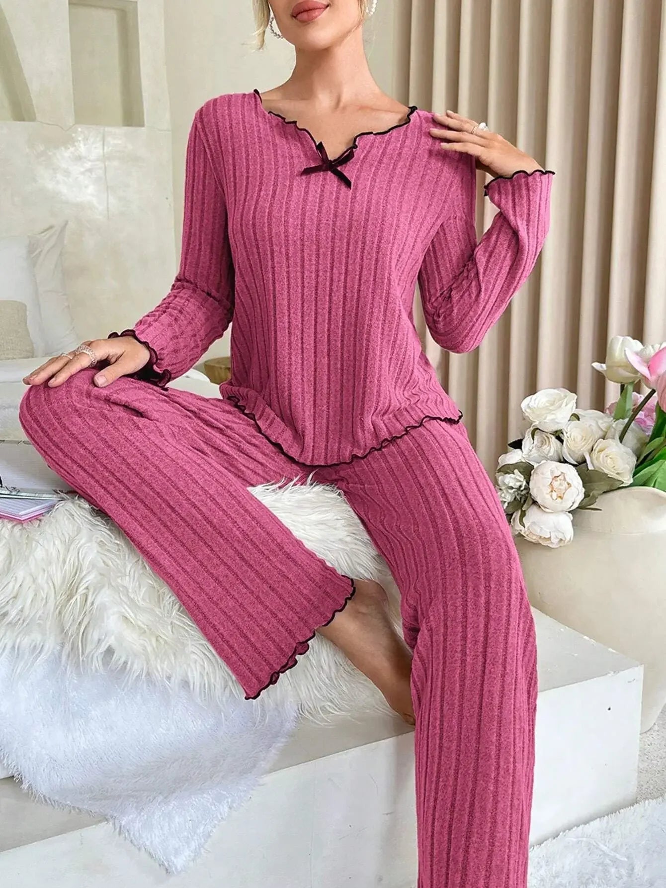 Women's Ribbed Pajama Set