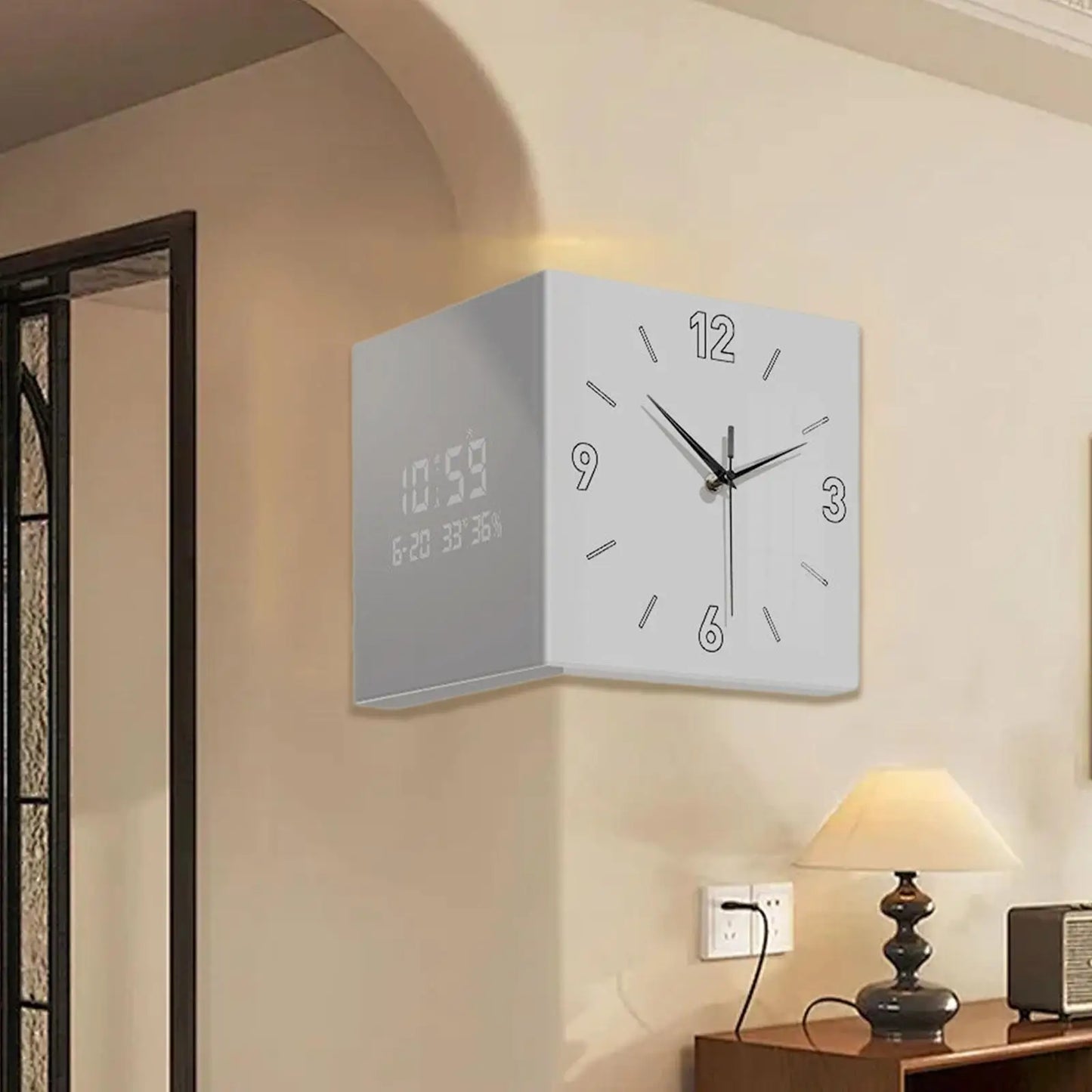 Double-Sided Corner Clock