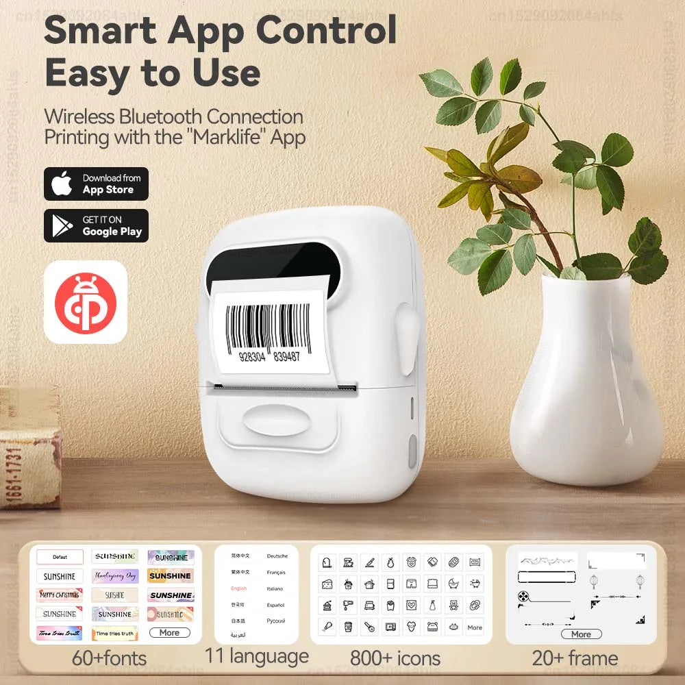 Mini Bluetooth Thermal Label Printer – Portable & Wireless