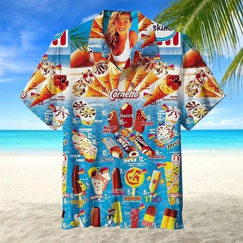 Print Ice Cream Hawaiian Shirt