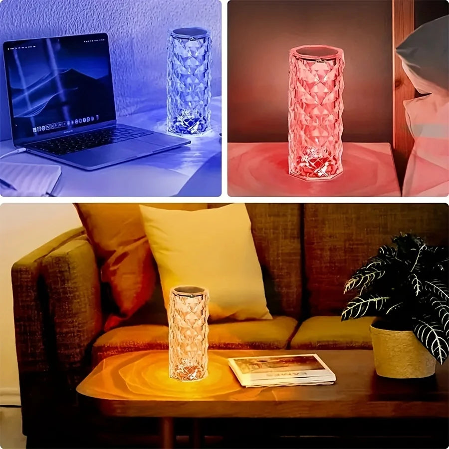 LED Crystal Touch Rose Table Lamp