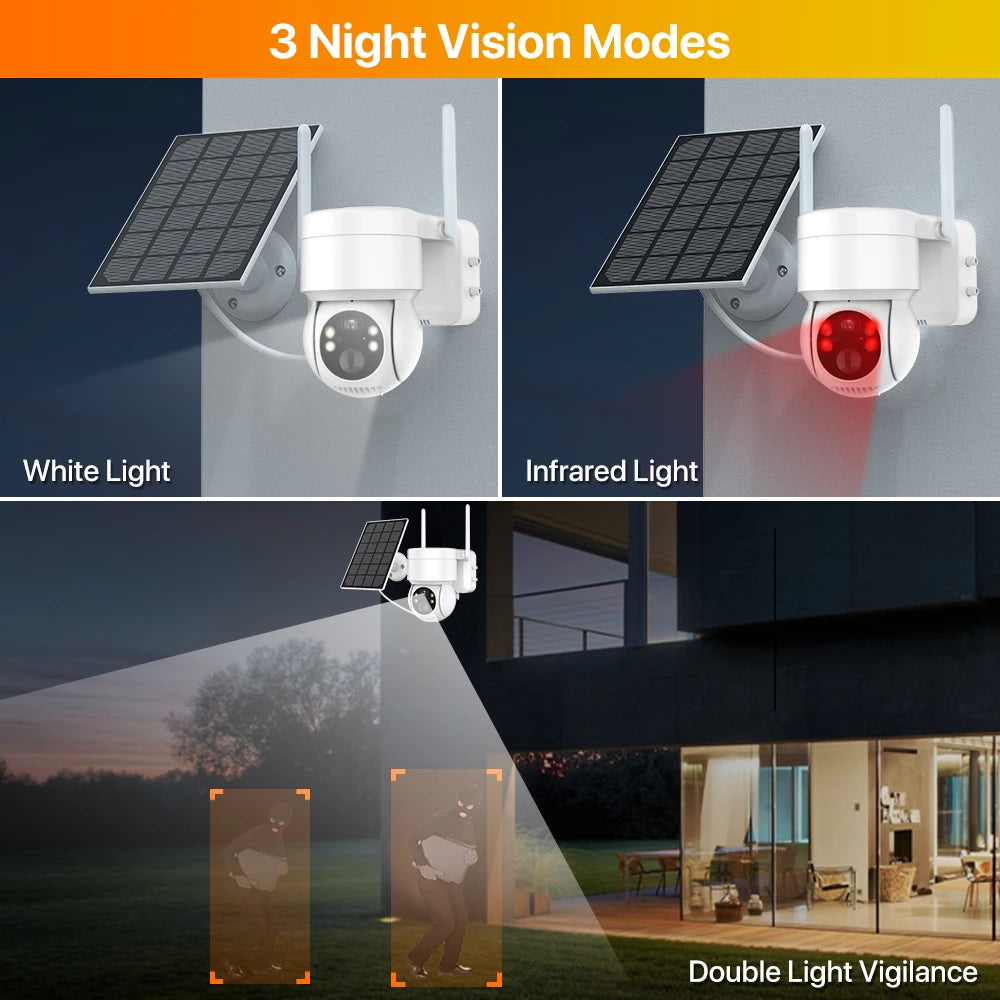 WiFi PTZ Camera 4MP HD Outdoor - Solar Powered Surveillance