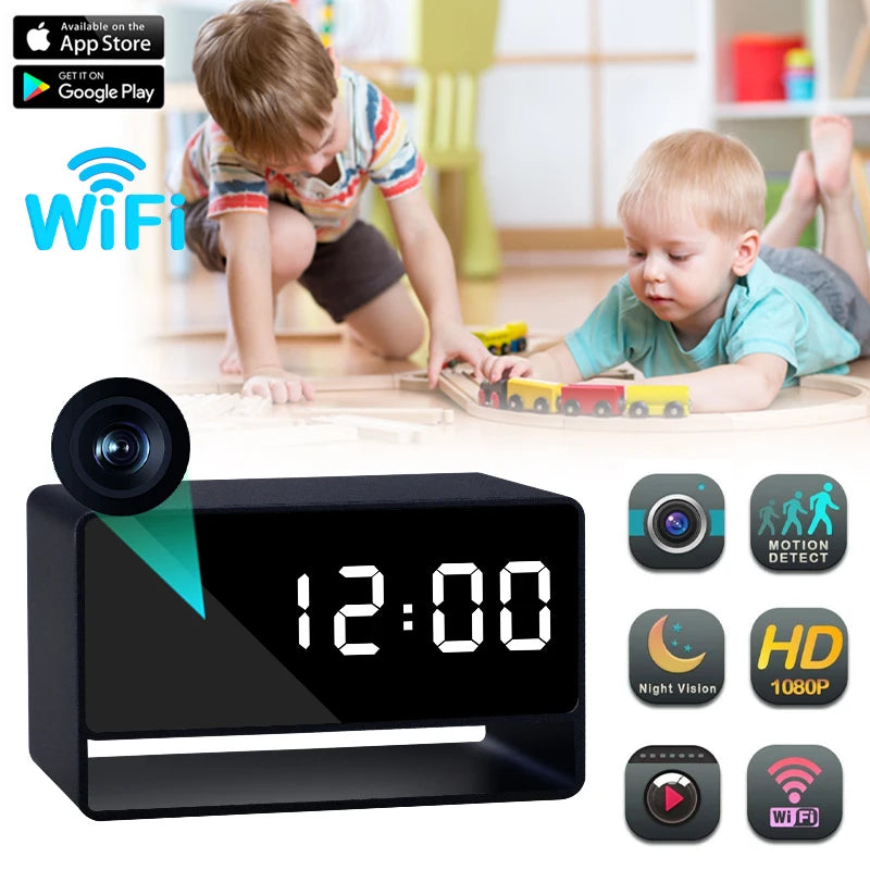 WiFi Wireless Mini Alarm Clock Camera - 1080P HD & Motion Detection