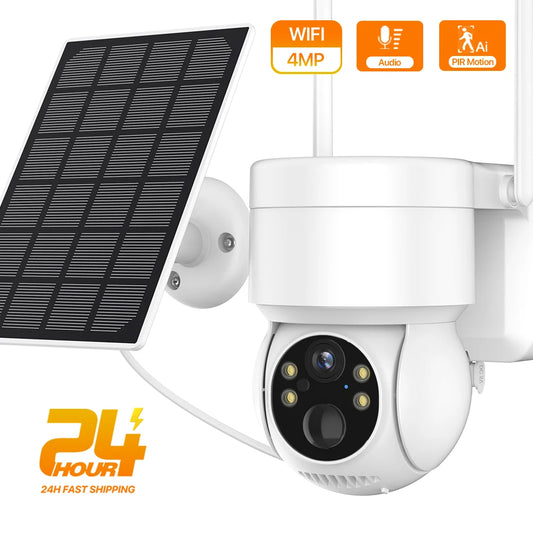 WiFi PTZ Camera 4MP HD Outdoor - Solar Powered Surveillance