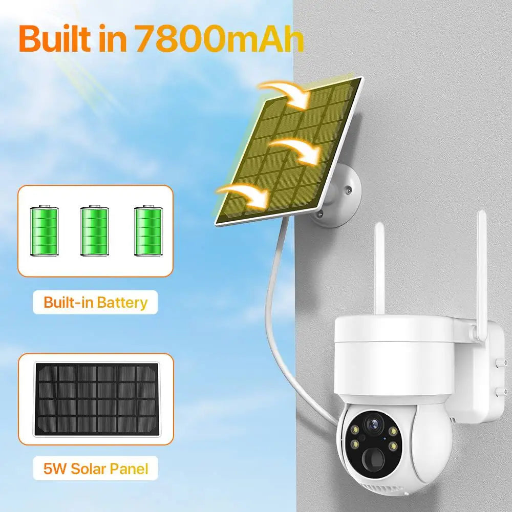 WiFi PTZ Camera 4MP HD Outdoor - Solar Powered Surveillance