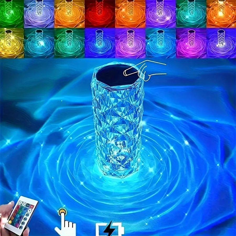 LED Crystal Touch Rose Table Lamp